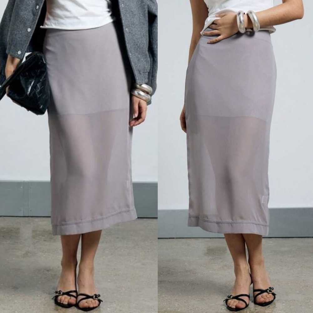 Elegant Gray Midi Skirt